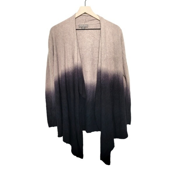 Barefoot Dreams CozyChic Lite Black & Gray Ombre Cardigan Sweater Size Small/Med - Picture 1 of 5